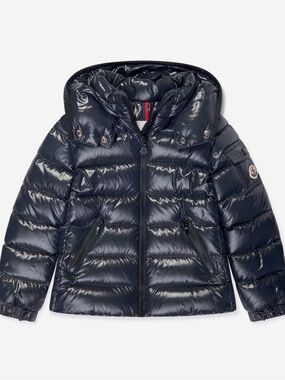 Moncler Kids Navy Quilted Hooded Puffer Jacket